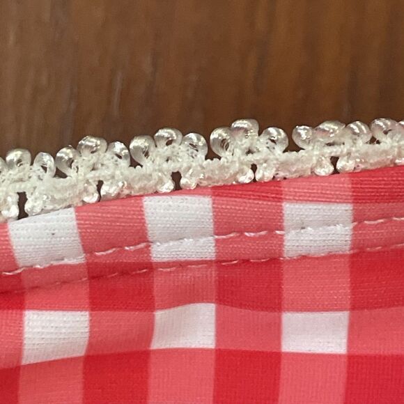 Zaful Red White Plaid Gingham Swim Bathing Suit Top Bikini Lined Padded Small - Picture 3 of 6